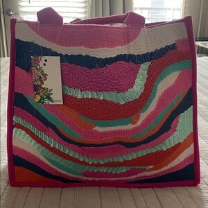 Pink sequin tote bag